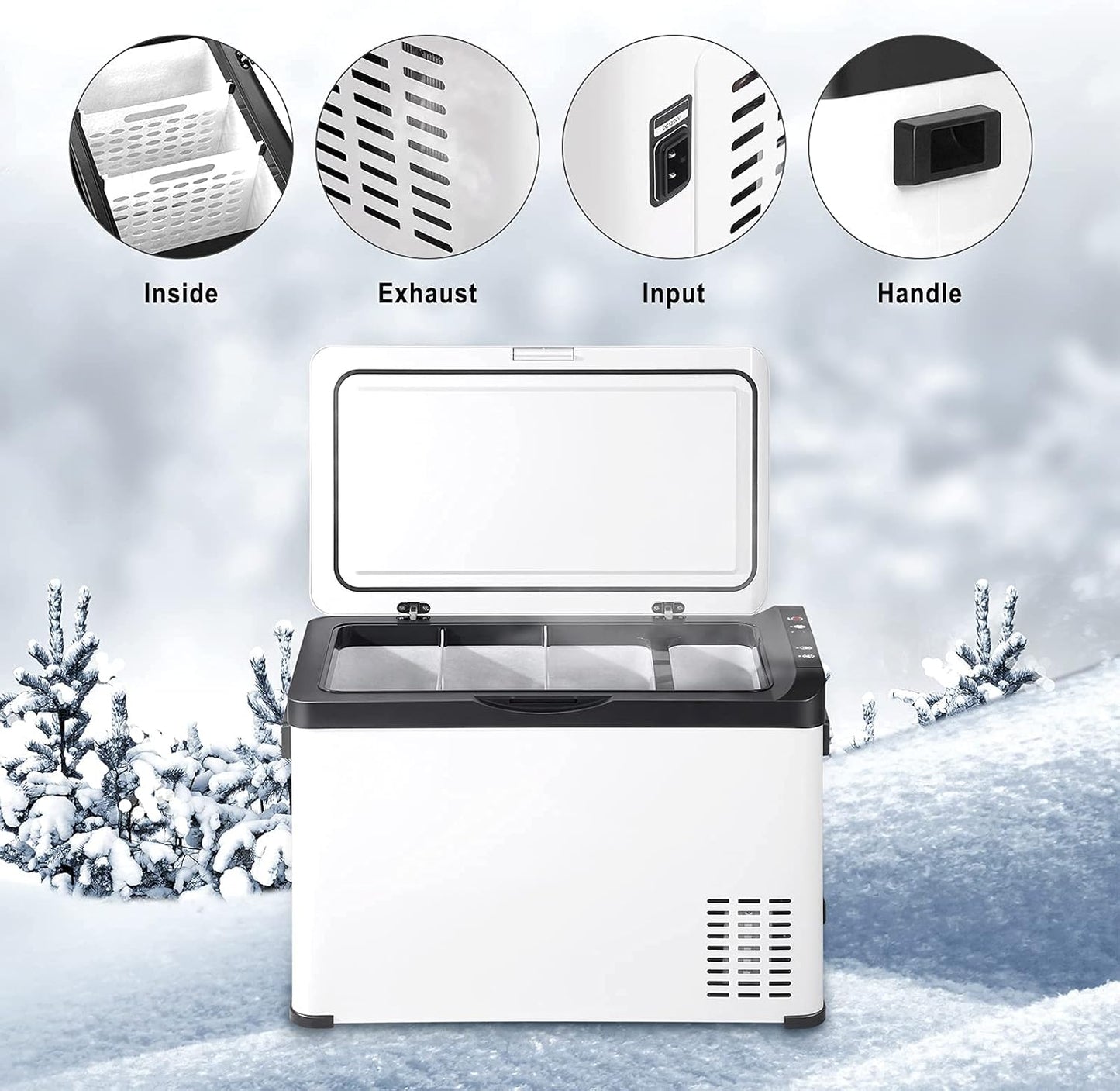Mini Frigo De Voiture 12/24V, Petit Réfrigérateur À Compresseur Portable Froid Glacière Électrique 30L Pour Boisson, Congélateur Camping Pour Chambre Kue011Wsz
