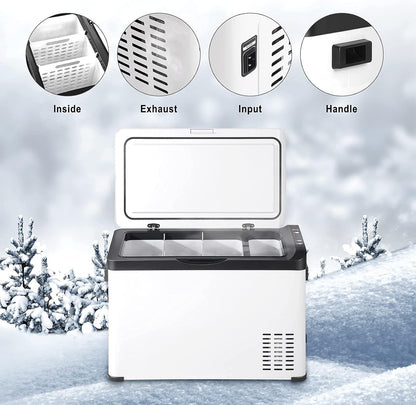 Mini Frigo De Voiture 12/24V, Petit Réfrigérateur À Compresseur Portable Froid Glacière Électrique 30L Pour Boisson, Congélateur Camping Pour Chambre Kue011Wsz