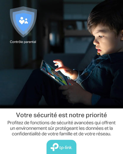 Archer AX58 Routeur Wifi 6, Routeur Wifi AX 3000 Mbps Bi-Bande, 5 Ports Gigabit, 4 Antennes À Haute Performance, WPA3, Contrôle Parental, Easymesh, Antivirus Intégré