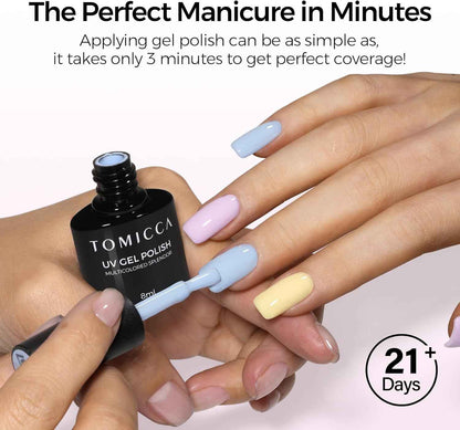 Vernis Semi Permanent Pastel, 6 Couleurs Macaron Bonbon Doux Rose Bleu Jaune Violet Vert Vernis Gel UV Été, Soak-Off UV/LED Gel Cadeau Pour Onglerie DIY Home, 8ML