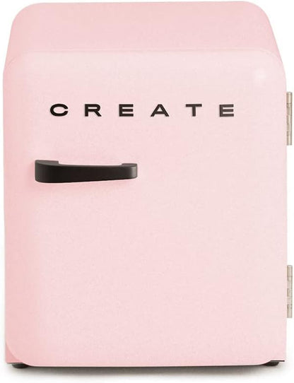 / RETRO FRIDGE 50 Black/Réfrigérateur Rose Avec Poignée Noir/Pratique Et Fonctionnel, Matériaux Résistants