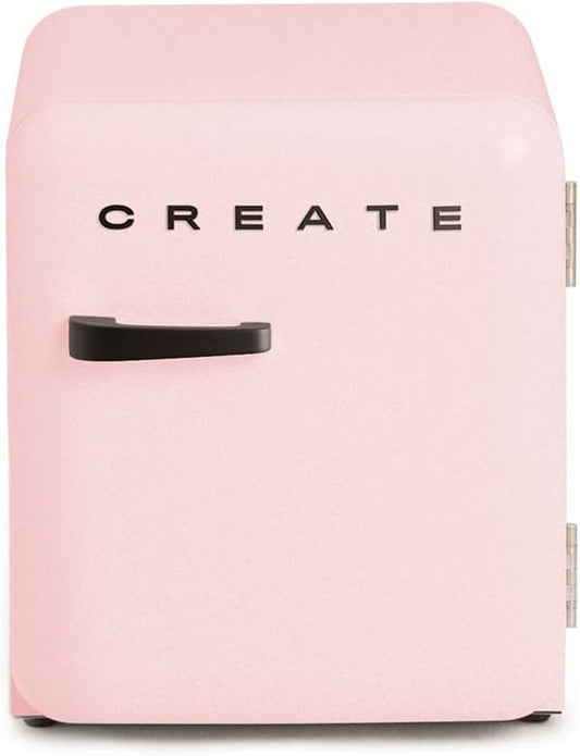 / RETRO FRIDGE 50 Black/Réfrigérateur Rose Avec Poignée Noir/Pratique Et Fonctionnel, Matériaux Résistants