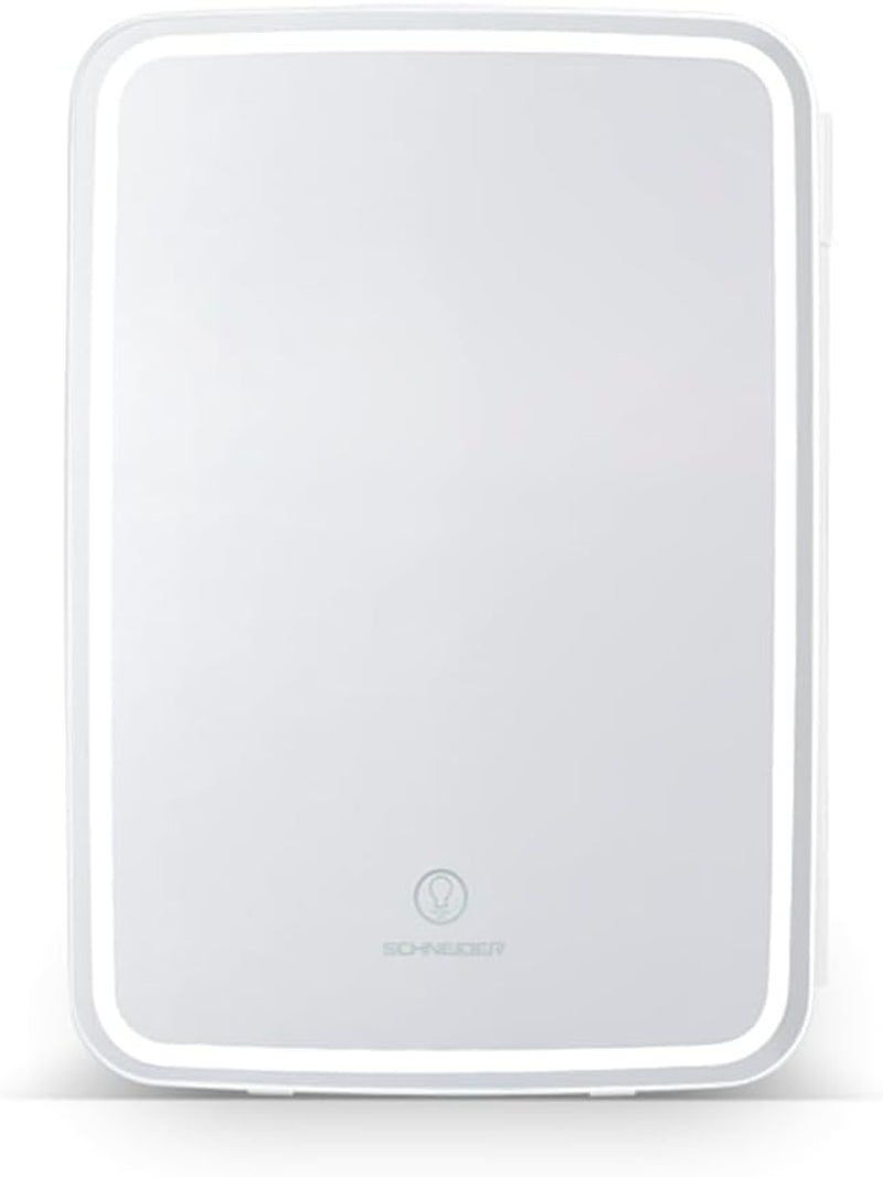 SCMF10W, Mini Frigo Cosmétique 9L, Refroidissement Et Chauffage, Miroir Avec LED, Etagères, Blanc