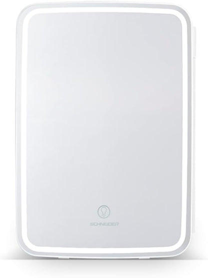 SCMF10W, Mini Frigo Cosmétique 9L, Refroidissement Et Chauffage, Miroir Avec LED, Etagères, Blanc