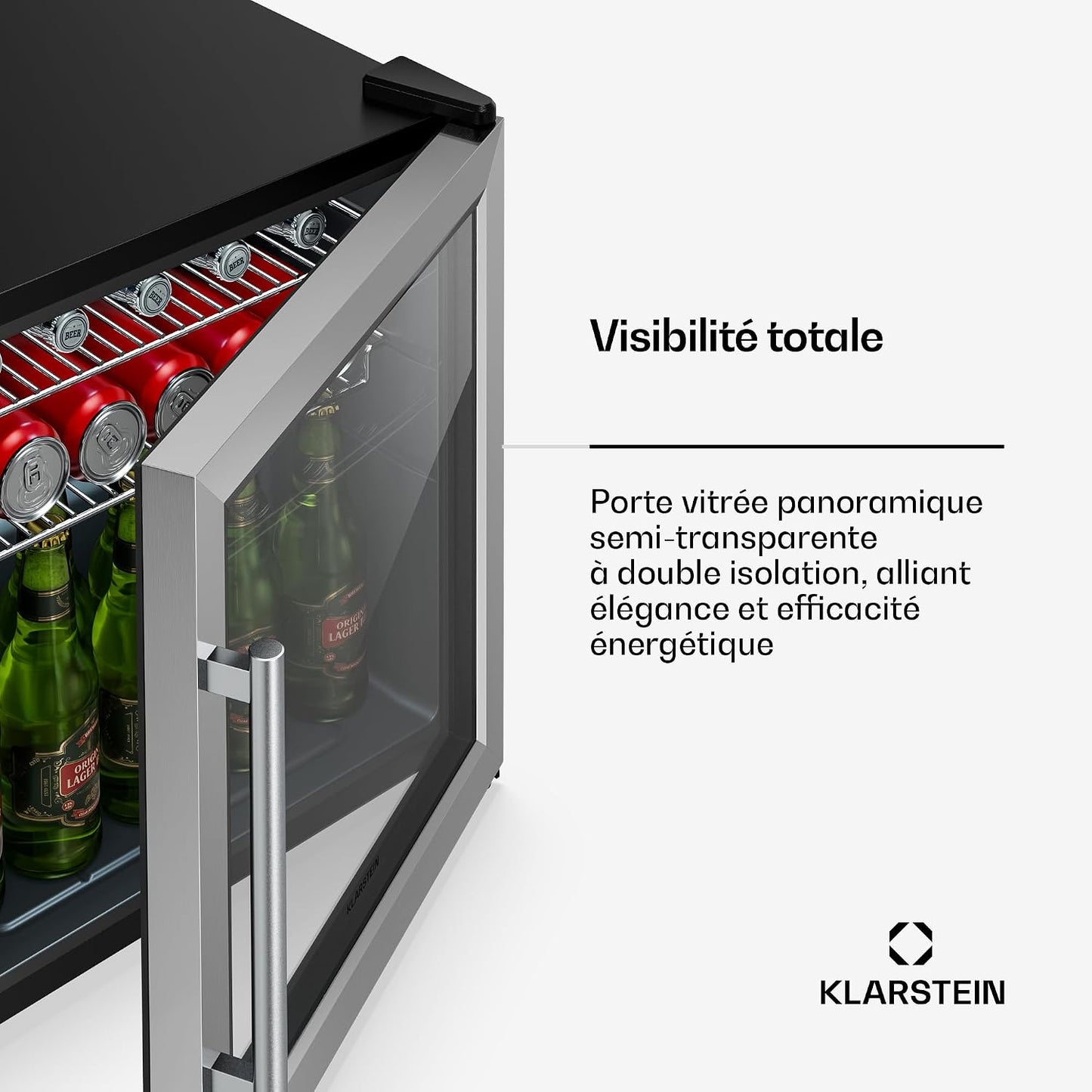 Réfrigérateur À Boissons Luxechill 60 L – Réfrigérateur À Boissons Avec Porte Vitrée, Commande Tactile 0-10 °C, 3 Clayettes, Éclairage LED, IPX4 Pour Cuisines D'Extérieur