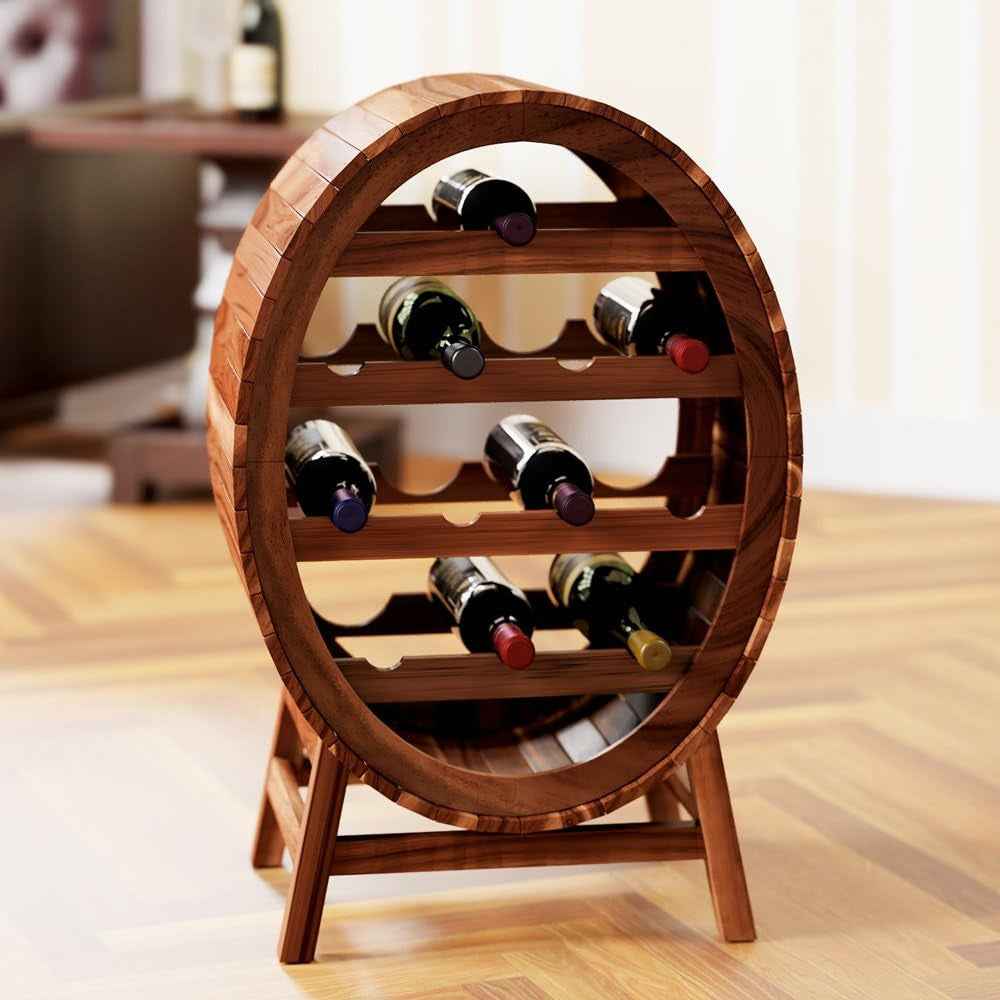 Étagère À Vin 12 Bouteilles 90X50X30Cm Range Bouteille 4 Niveaux Casier À Vin En Bois Tonneau Déco