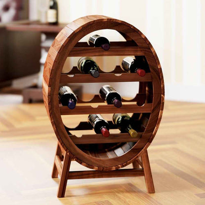 Étagère À Vin 12 Bouteilles 90X50X30Cm Range Bouteille 4 Niveaux Casier À Vin En Bois Tonneau Déco