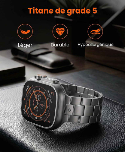 CRNS03 Bracelet En Titane Pour Apple Watch Ultra 3/2/1 49Mm & Series 11/10 46Mm, Bracelet Iwatch Ultra Ajustable Avec Fermoir Papillon, Bracelet De Montre Titane Homme Confortable