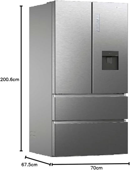 HFW7720EWMP Réfrigérateur Combiné - Pose Libre, 477L, My Zone Plus, Humidity Zone, Fontaine À Eau, Smart Home (Wi-Fi), Gris, Classe E