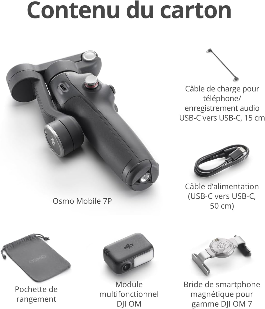 Stabilisateur Nacelle DJI Osmo Mobile 7P Pour Iphone, Android, Suivi Natif | Éclairage, Nacelle Pour Téléphone À 3 Axes, Lancement Rapide, Édition En Un Seul Clic, 10 H D'Utilisation