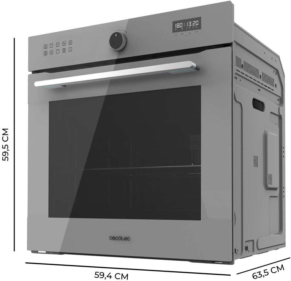 Four Encastrable Multifonction 60 Cm Bolero Hexa AF316000 Glass Grey A. 3400W, 81L, 11 Fonctions Avec Airfryer Master, Pizza Master, Steam Asisst, Steam Easyclean, Cuisson 3D, Décongélation