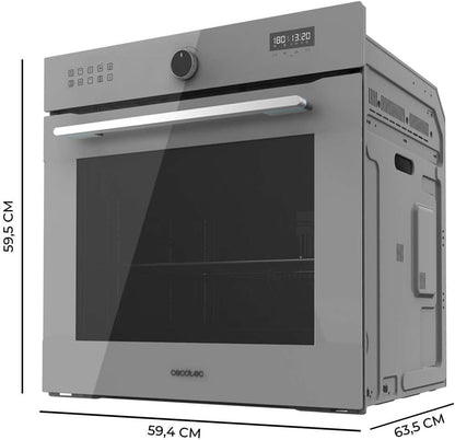 Four Encastrable Multifonction 60 Cm Bolero Hexa AF316000 Glass Grey A. 3400W, 81L, 11 Fonctions Avec Airfryer Master, Pizza Master, Steam Asisst, Steam Easyclean, Cuisson 3D, Décongélation
