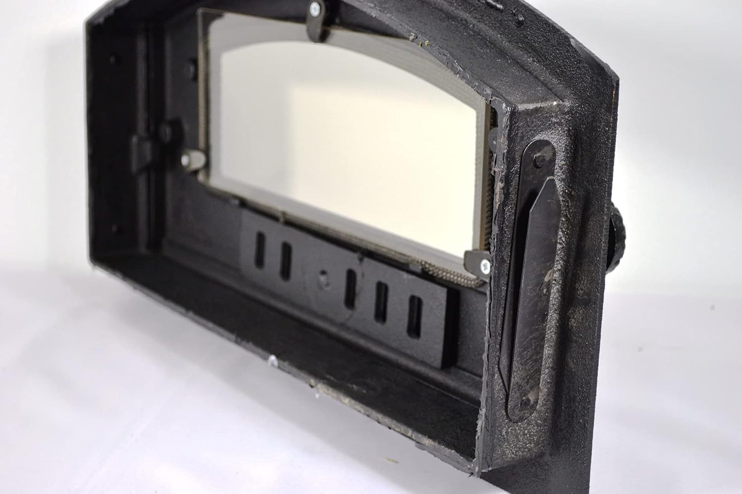 Porte De Four En Fonte Avec Thermomètre 500°C, Verre Résistant À La Chaleur, Ouverture Vers La Droite, Porte À Pizza, Four À Pain, Porte En Pierre, 48,5 X 6,5 X 27,5 Cm, Demi-Rond Peinture Noire