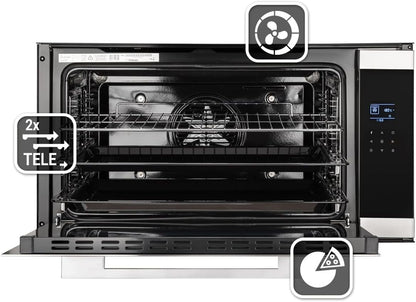Four Encastrable 90 Cm / 96L / 3,4Kw / Rôtisserie/Fonction Pizza/Gril/Circulation De L'Air/Air Chaud/Tiroirs Télescopiques / EB9105ED