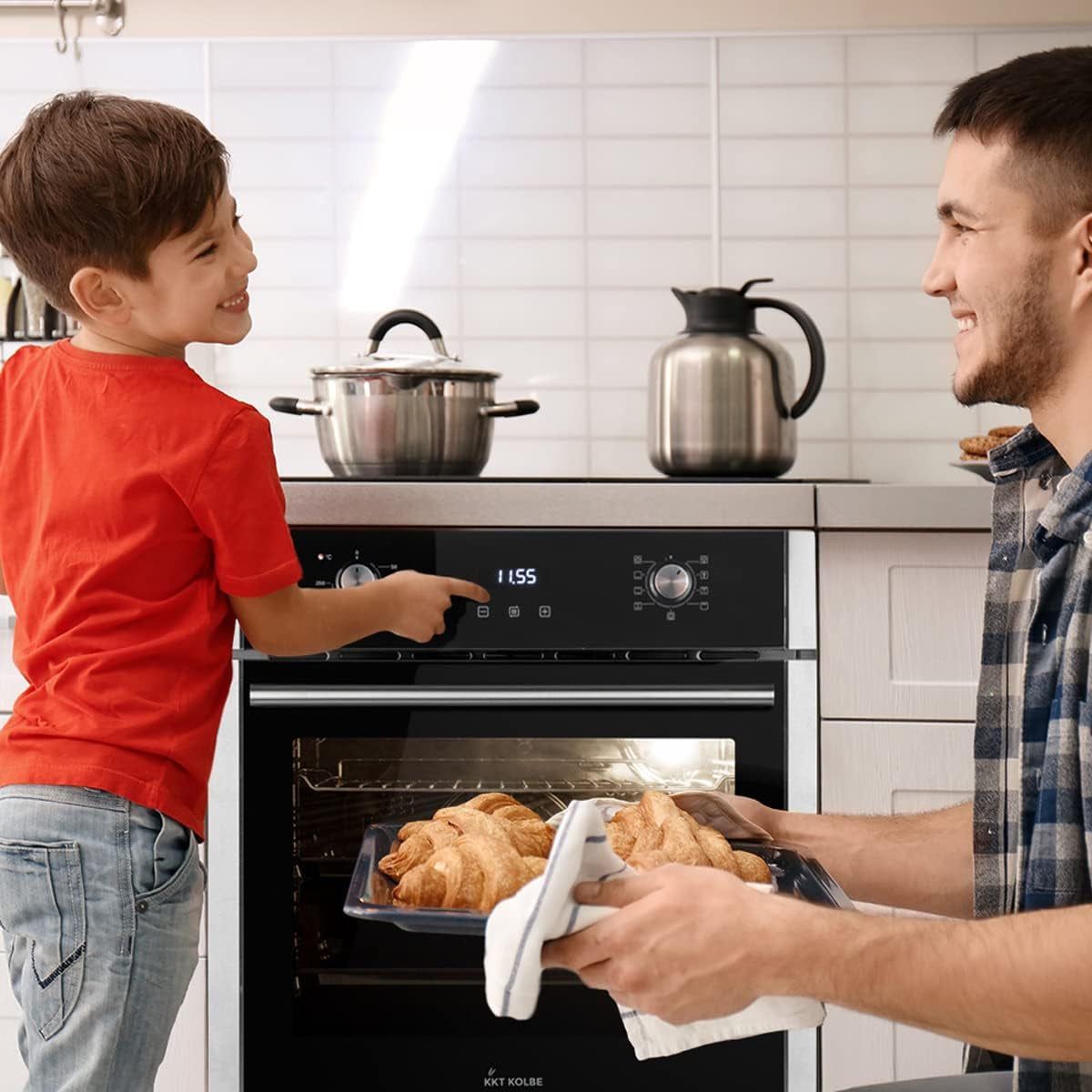 Cuisinière: Four Encastré 60Cm EB8005ED + 77Cm Plaque Vitrocéramique KK7705RL | Fonction Pizza | Grill | Air Circulant | Air Chaud | Minuterie Automatique | SET8005KK77RL