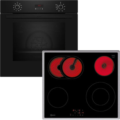 Neff Set BX46PB Composé De B2CCG6AK0 Four Encastrable Avec Circotherm 60 X 60 Cm Noir N 30 Et T16SBN1L0 Plaque Électrique Autonome 60 Cm Noir Avec Cadre N 50