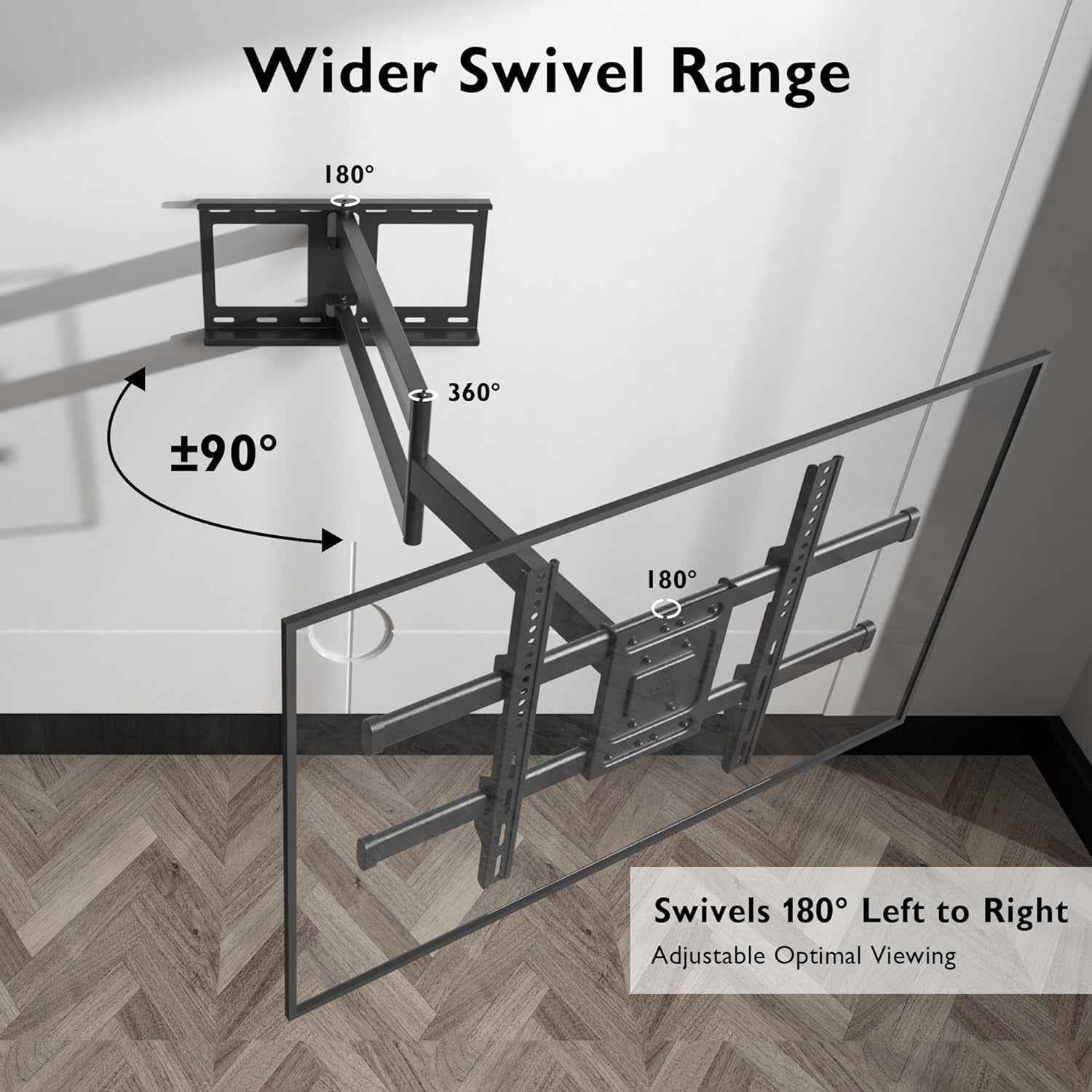 Support Mural TV À Extra Longue, 32-75 Pouces, Portée 1040 Mm | Charge Maximale 60 Kg, VESA Max 600X400 Mm, Pivotement, Inclinaison Et Rotation, Écrans Plats Ou Incurvés