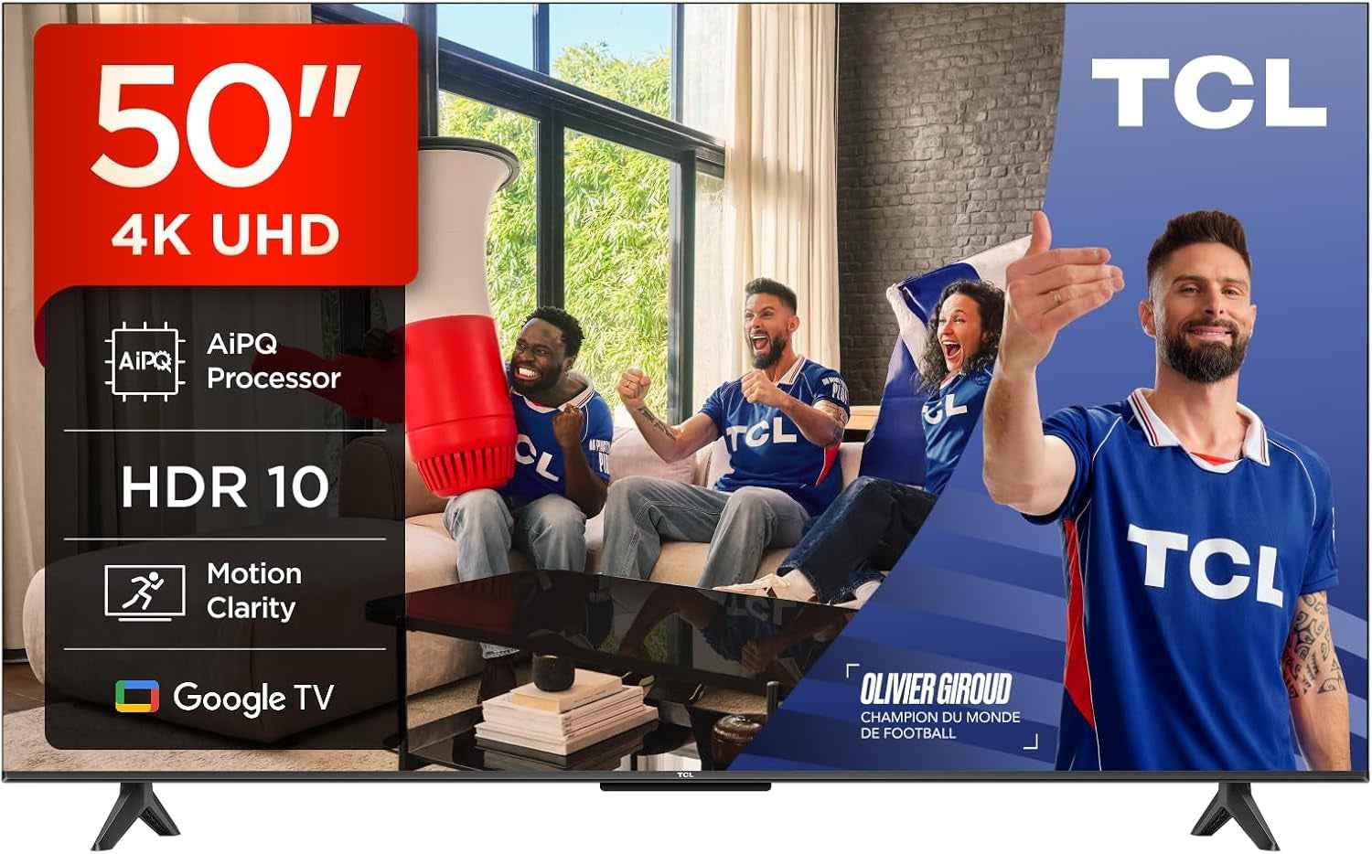 TCL Téléviseur LED Direct 50V6C 50" 4K HDR Smart TV Avec Google TV (Dolby Audio, Motion Clarity, Compatible Avec Google Assistant & Alexa)