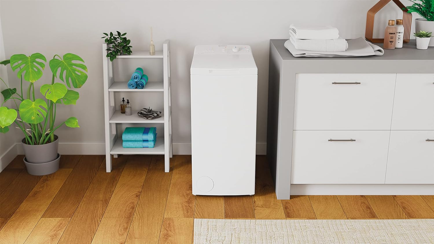 Indesit BTW L50300 IT/N - Machine À Laver Chargée Par Le Haut 5 Kg Libre Installation. Centrifugeuse 1000 Tours Par Minute. Largeur 40,0 Cm, Profondeur 60,0 Cm, Hauteur 90,0 Cm, Classe Énergétique D