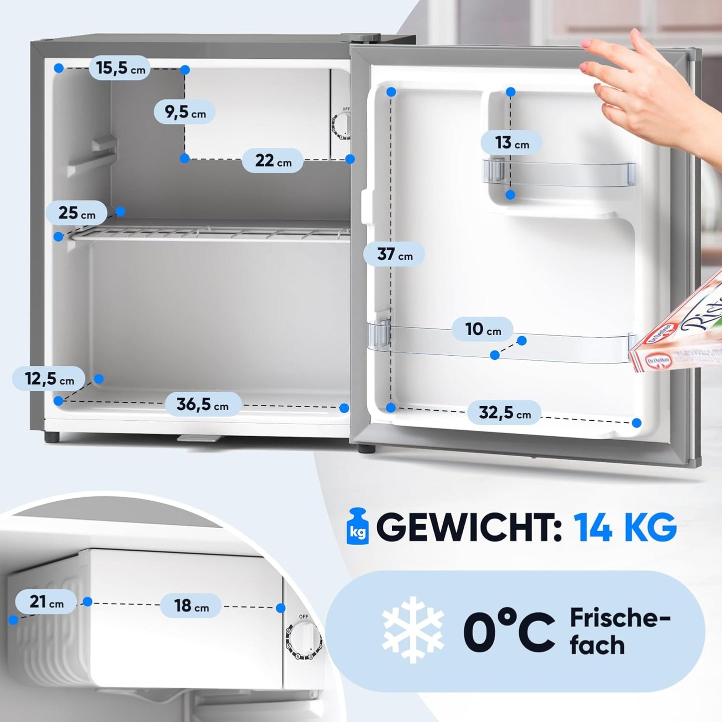 Stillstern Mini Réfrigérateur E 45 L Avec Dégivrage Automatique, Serrure, Compartiment Gel, Silencieux, Idéal Pour Cuisine, Bureau, Chambre À Coucher, Hôtels Et Petits Appartements