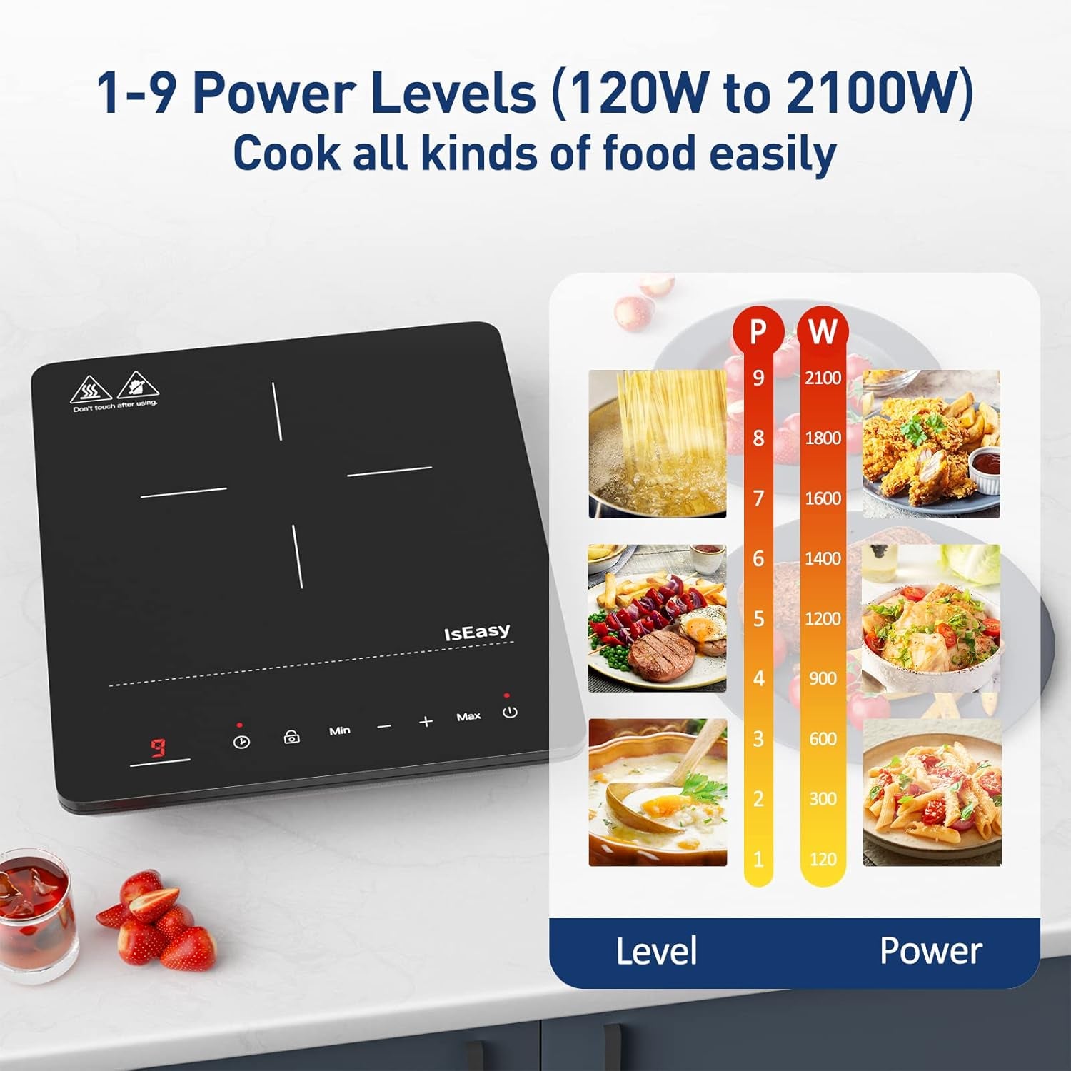 Plaque À Induction Portable, Plaque De Cuisson À Induction 2100W, Table Induction 1 Foyers, Avec Minuterie, Verrou Enfants (Plaque 1 Feux -B)