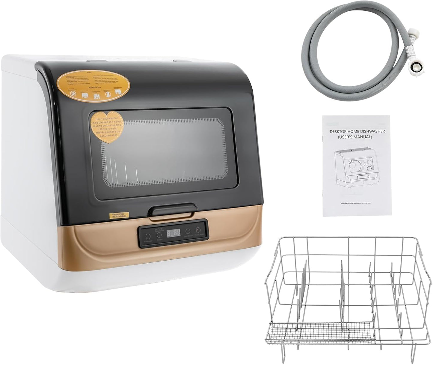 Mini Lave-Vaisselle Table Espace Couverts Sur Mesure Maison Bureau Camping Dortoirs Lavage Fruits Petit Lave-Vaisselle Portable Multifonction Pas D'Installation Nettoyage Complet (Or)