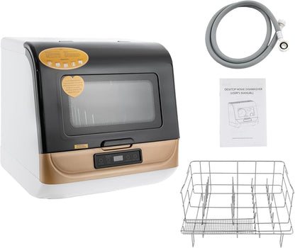 Mini Lave-Vaisselle Table Espace Couverts Sur Mesure Maison Bureau Camping Dortoirs Lavage Fruits Petit Lave-Vaisselle Portable Multifonction Pas D'Installation Nettoyage Complet (Or)