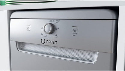 Indesit DSFE 1B10 S Lave-Vaisselle Autonome 10 Places A+ - Lave-Vaisselles (Autonome, Argent, Compact (45 Cm), Argent, Boutons, Rotatif, 1,3 M)