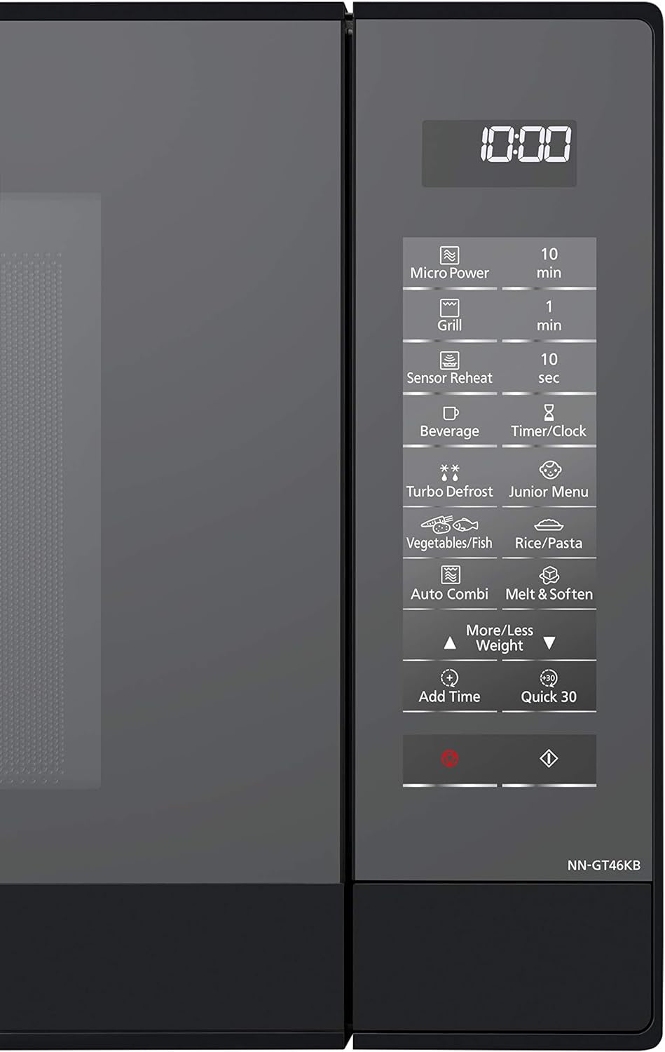 NN-GT46KBSUG Four À Micro-Ondes Et Gril Avec Plateau Tournant, 31 Litres, Aacier Inoxydable, 1000 W, Grill 1100 W, 24 Programmes Auto, Écran LCD, Capteur Genius, Menu Junior, Noir