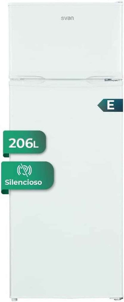 Réfrigérateur Blanc, 2 Portes. SF145501E, Capacité 206 Litres, Cyclique, Moteur Universel, Faible Niveau Sonore, Porte Réversible, Ouverture Par Prise, Classe Énergétique E