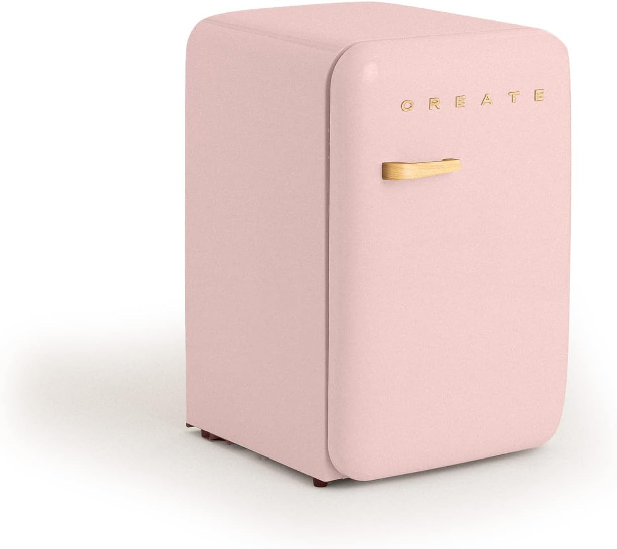 / RETRO FRIDGE 83.5 Wood/Réfrigérateur Rose Avec Poignée Bois/Pratique Et Fonctionnel, Matériaux Résistants