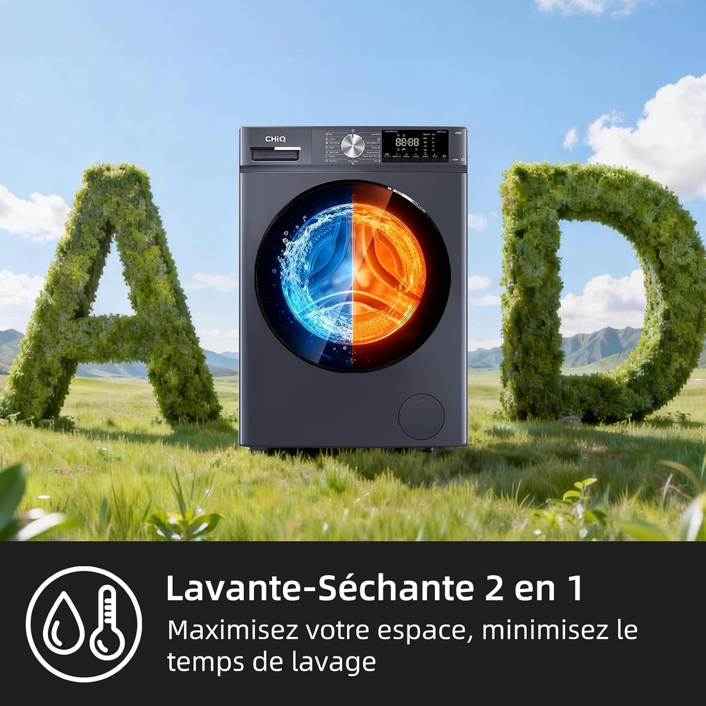 8/5Kg Lave-Linge Séchant Avec Classe A/D Pour Petit Foyer Gris | Lavage Vapeur, Programme Literie, Baby Care, Doudoune, Moteur Inverter, 1400 T/Min, 520Mm, 76Db, CW85862HX