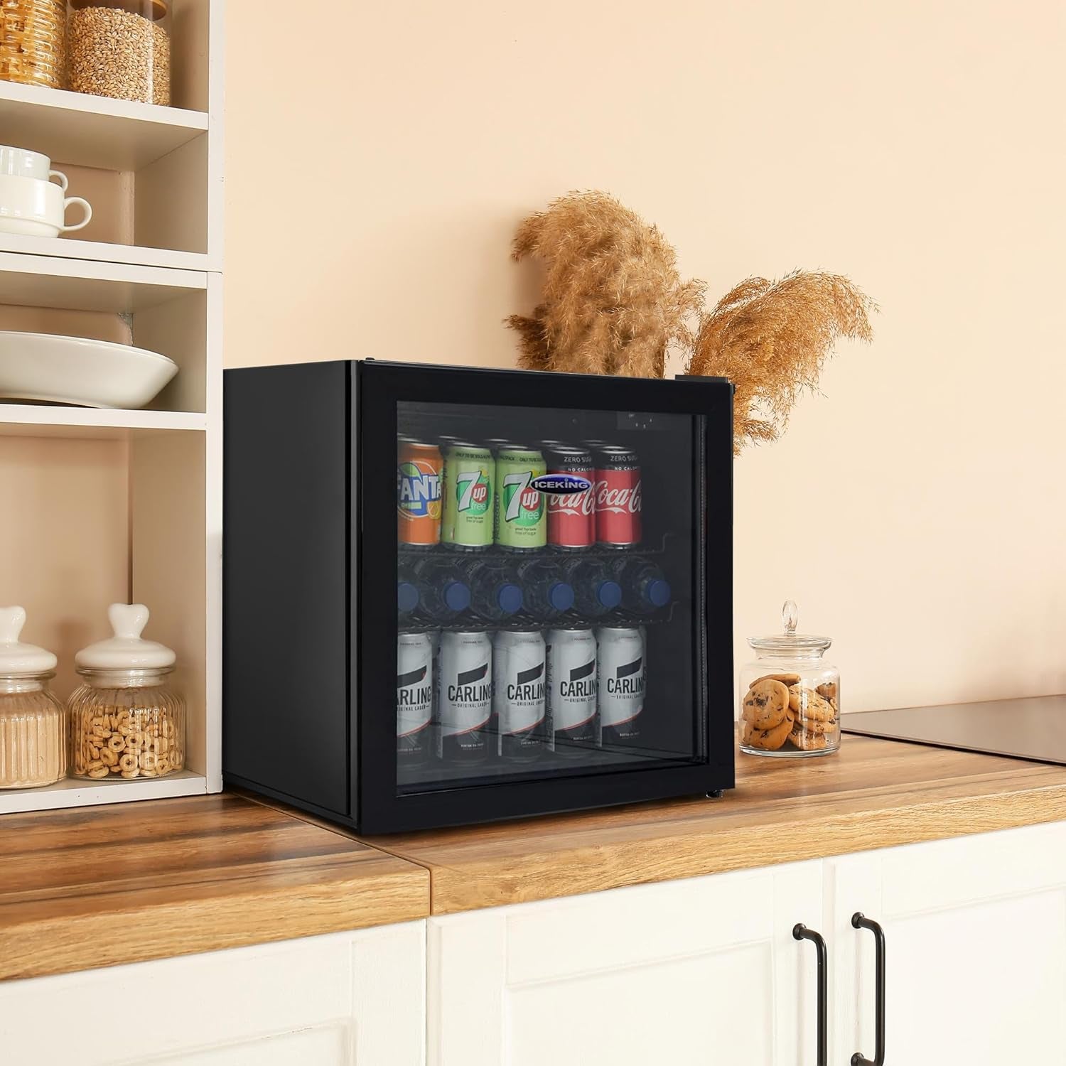 ICE KING DF48KE Mini Réfrigérateur De Table De 49 L Avec Porte En Verre, Respectueux De L'Environnement - Noir