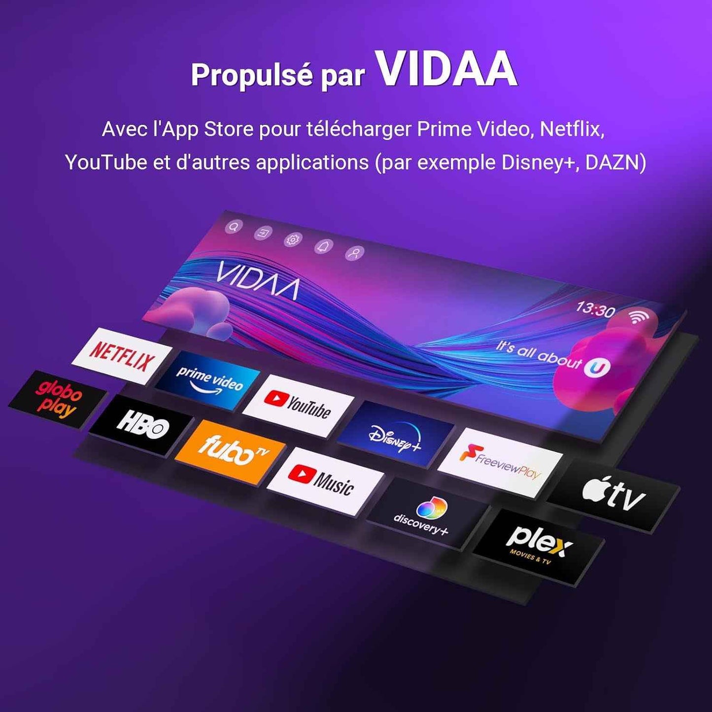 TUV32FN1B Smart TV 32 Pouces (80 Cm), Full HD Sans Bord Connectée Télévision Avec Wifi, Bluetooth, App Store, Airplay, Triple Tuner (DVB-T/T2, DVB-C, DVB-S/S2), Molotov Et Plus