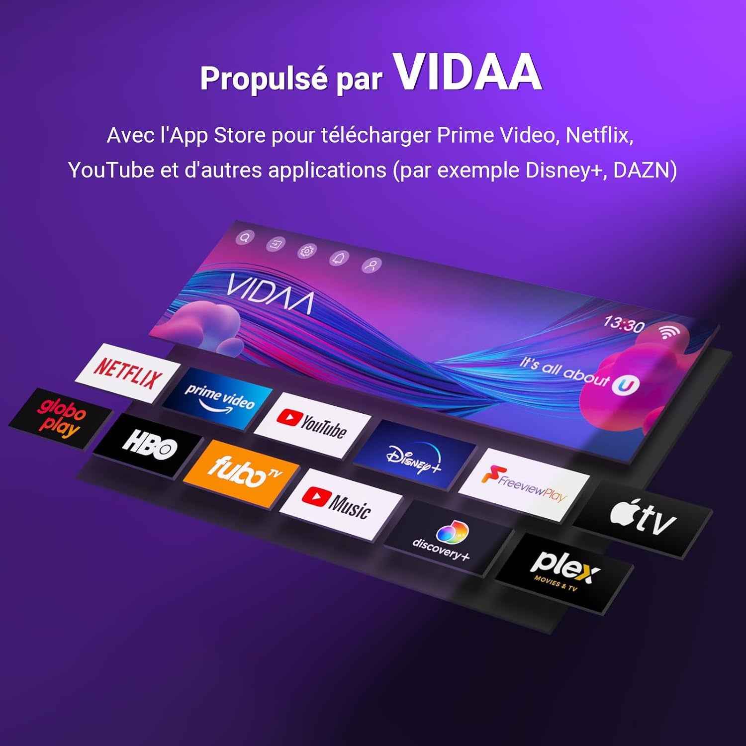 TUV32FN1B Smart TV 32 Pouces (80 Cm), Full HD Sans Bord Connectée Télévision Avec Wifi, Bluetooth, App Store, Airplay, Triple Tuner (DVB-T/T2, DVB-C, DVB-S/S2), Molotov Et Plus