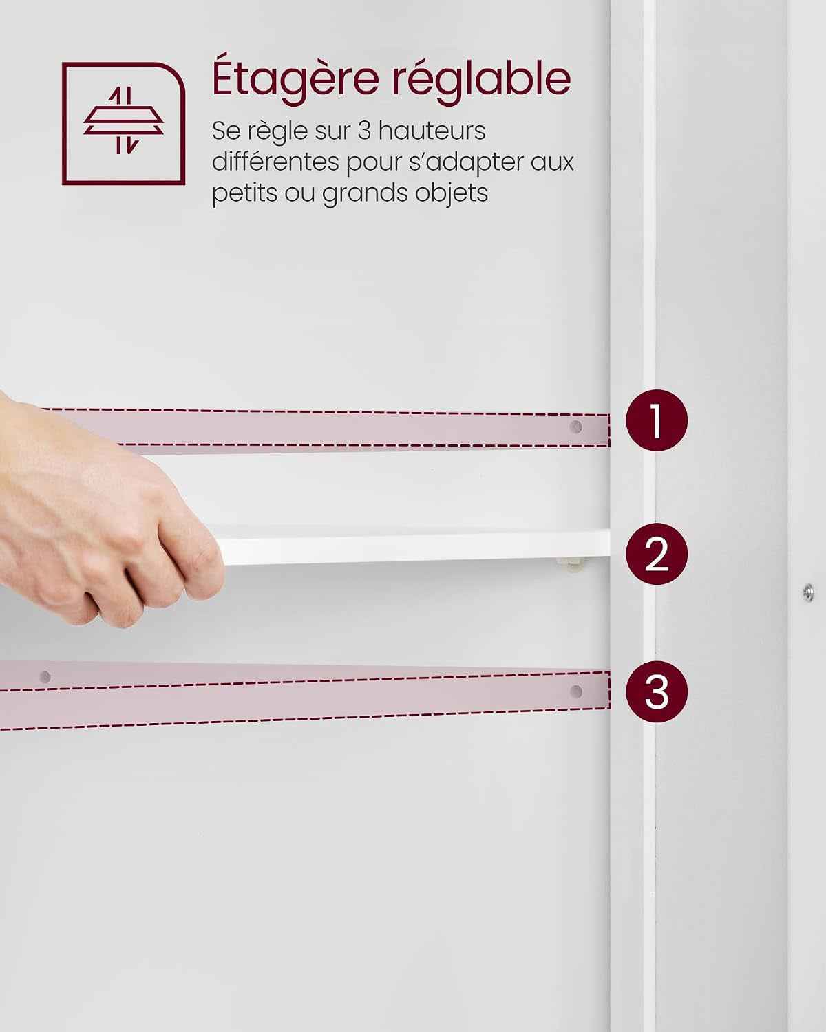 D’Angle, Meuble Portes Et Étagère Réglable, Pour Salle De Bain, Cuisine, Salon, Design Campagne Moderne, Blanc Nuage BBC844P31, 60 × 33,6 × 80 Cm