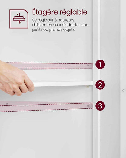 D’Angle, Meuble Portes Et Étagère Réglable, Pour Salle De Bain, Cuisine, Salon, Design Campagne Moderne, Blanc Nuage BBC844P31, 60 × 33,6 × 80 Cm