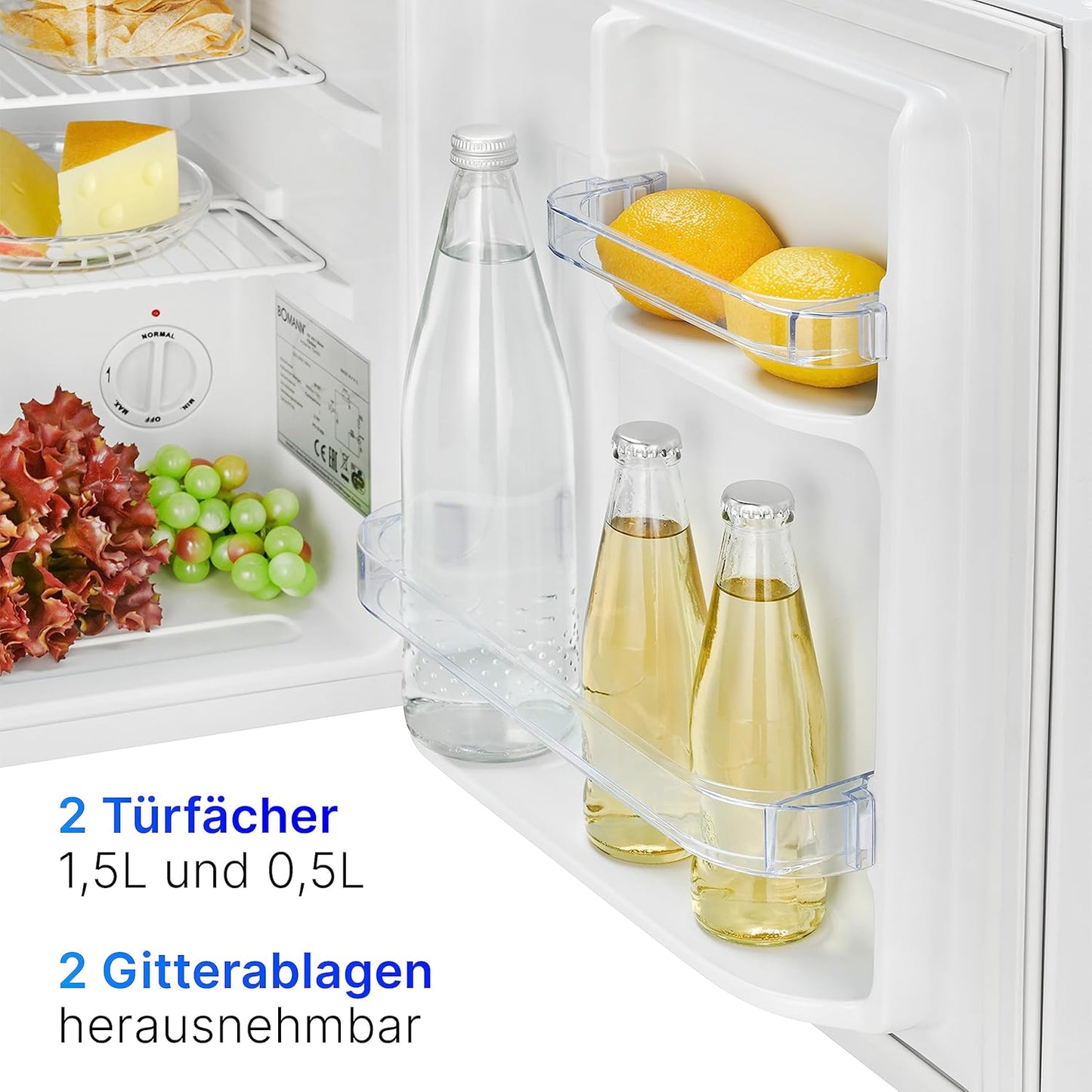 Bomann, Réfrigérateur 42L Blanc, Butée De Porte À Droite, Réversible, KB7346, Blanc