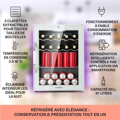 Mini Frigo De Chambre, Frigo À Bière, Mini Bar, Refrigerateur Aliments, Boissons, Contrôle Iot/App, Petit Réfrigérateur Camping Silencieux, Frigo Cosmetique, Etagères Amovibles, 3-18°C, 60L