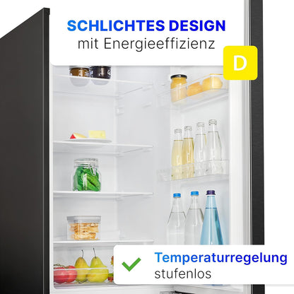 Bomann Réfrigérateur Et Congélateur 269L Noir Kg184-1-Inox/Noir, Capacité Nette : 269 Litres, Contrôle De La Température En Continu, Charnières De Porte À Droite, Interchangeables