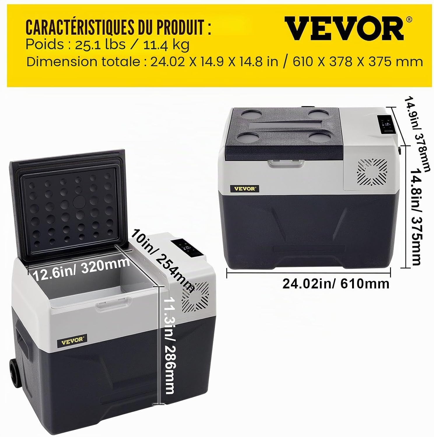 Glacière Congélateur Voiture 30 L Portable Mini Frigo Silencieux 220V Avec Panneau Numérique -20 À 20℃ Pour Maison, Voiture Et Camping 58 * 36.8 * 36.1CM