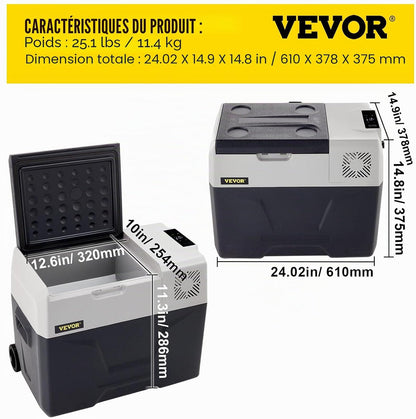 Glacière Congélateur Voiture 30 L Portable Mini Frigo Silencieux 220V Avec Panneau Numérique -20 À 20℃ Pour Maison, Voiture Et Camping 58 * 36.8 * 36.1CM