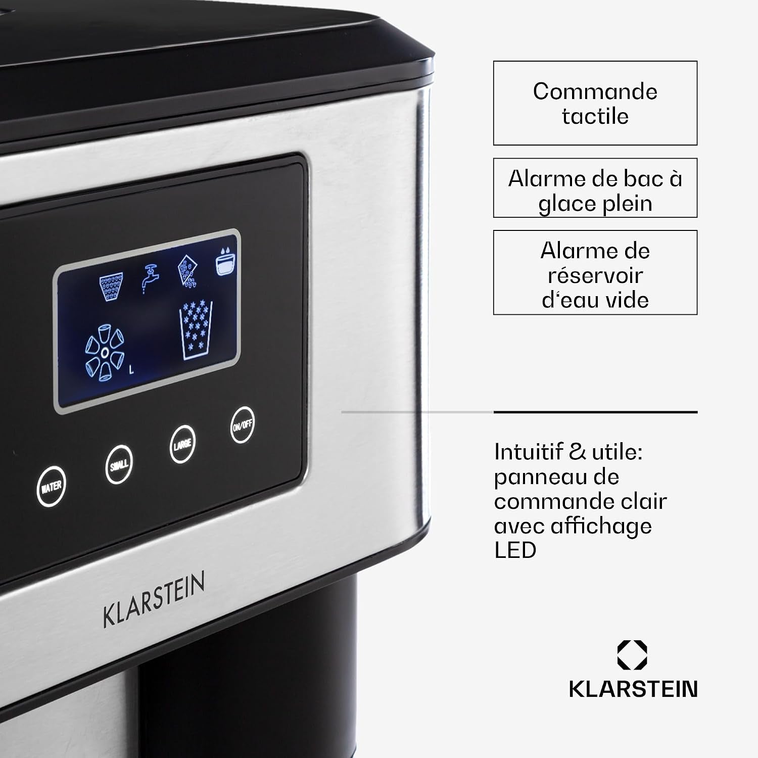 Machine a Glacons Pour La Maison, Capacité De 1.8L, Fabrique Rapidement Jusqu'À 15Kg De Glacons Concassée Ou En Balles, Machine À Glaçons, Ice Maker Avec Alarme, Facile À Nettoyer