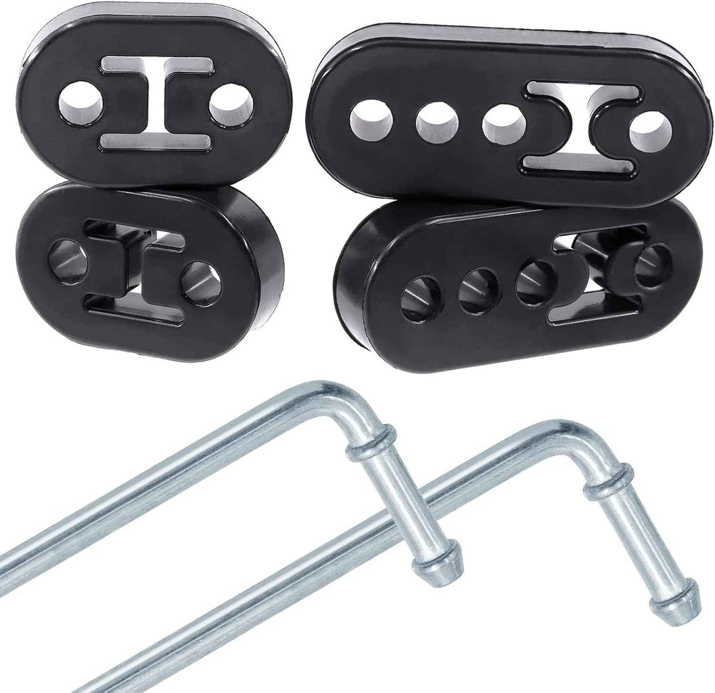 Lot De 6 Supports Isolants En Caoutchouc Pour Pot D'Échappement De Voiture Avec Tiges De Suspension D'Échappement Universelles À Souder À 90° (2 Trous, 4 Trous, Diamètre Du Trou 1,19 Cm)