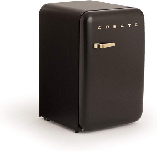 / RETRO FRIDGE 83.5 Gold/Réfrigérateur Noir Avec Poignée Or/Pratique Et Fonctionnel, Matériaux Résistants