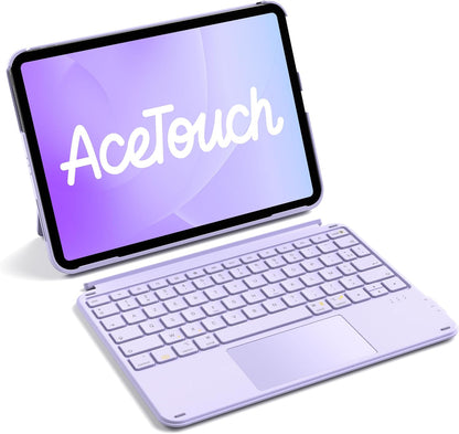 Coque Clavier Ipad A16/10E Gén, Ultra-Légère 450G | Pour Ipad Air 11" M4/M3/M2, Air 5/4, Pro 11", Magnétique Détachable 1S, Pavé Tactile, Support Vert/Horiz, Acetouch, Violet