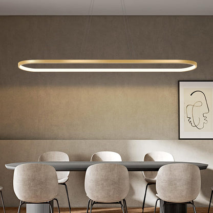 Suspension Ovale Lampes De Bureau De Table À Manger, Suspension LED Plafonnier Dimmable Avec Télécommande, Lustre Design Anneau Moderne (L90Cm, Or)
