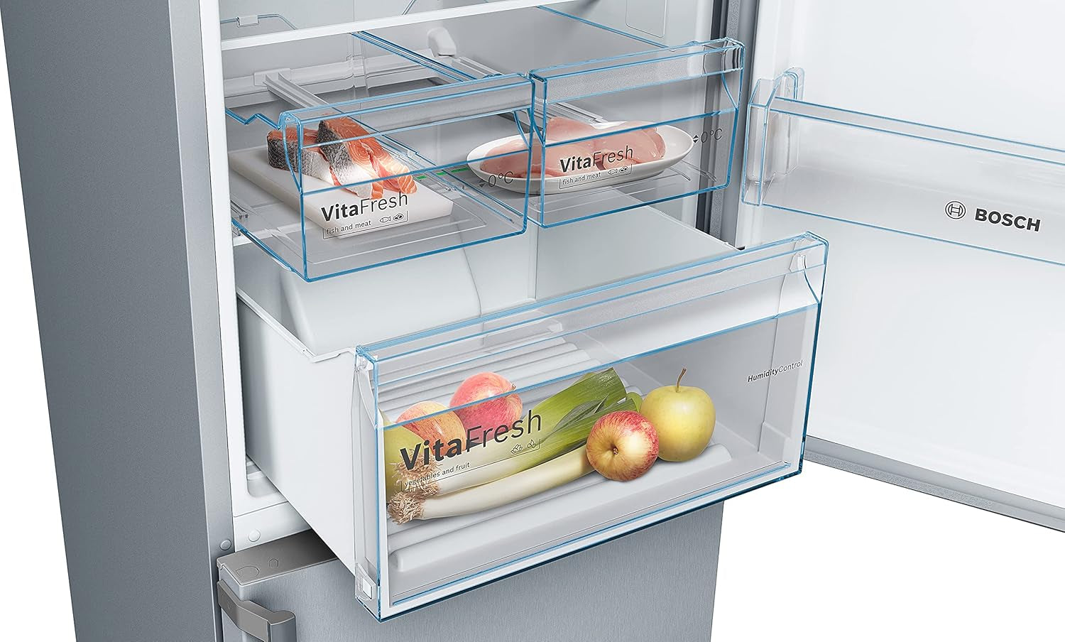 Elettrodomestici KGN39XIDP Série 4, Réfrigérateur Combi Sans Installation, 203 X 60 Cm, Acier Inoxydable, Nettoyage Facile
