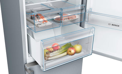 Elettrodomestici KGN39XIDP Série 4, Réfrigérateur Combi Sans Installation, 203 X 60 Cm, Acier Inoxydable, Nettoyage Facile