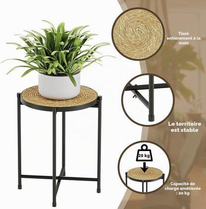 Support Rond Pour Plantes D'Extérieur - Tabouret Pour Plantes - Support De Fleurs - En Métal Noir - Banc De Fleurs - Pour Salon - Petite Table D'Appoint - Petite Table Basse - Décoration De